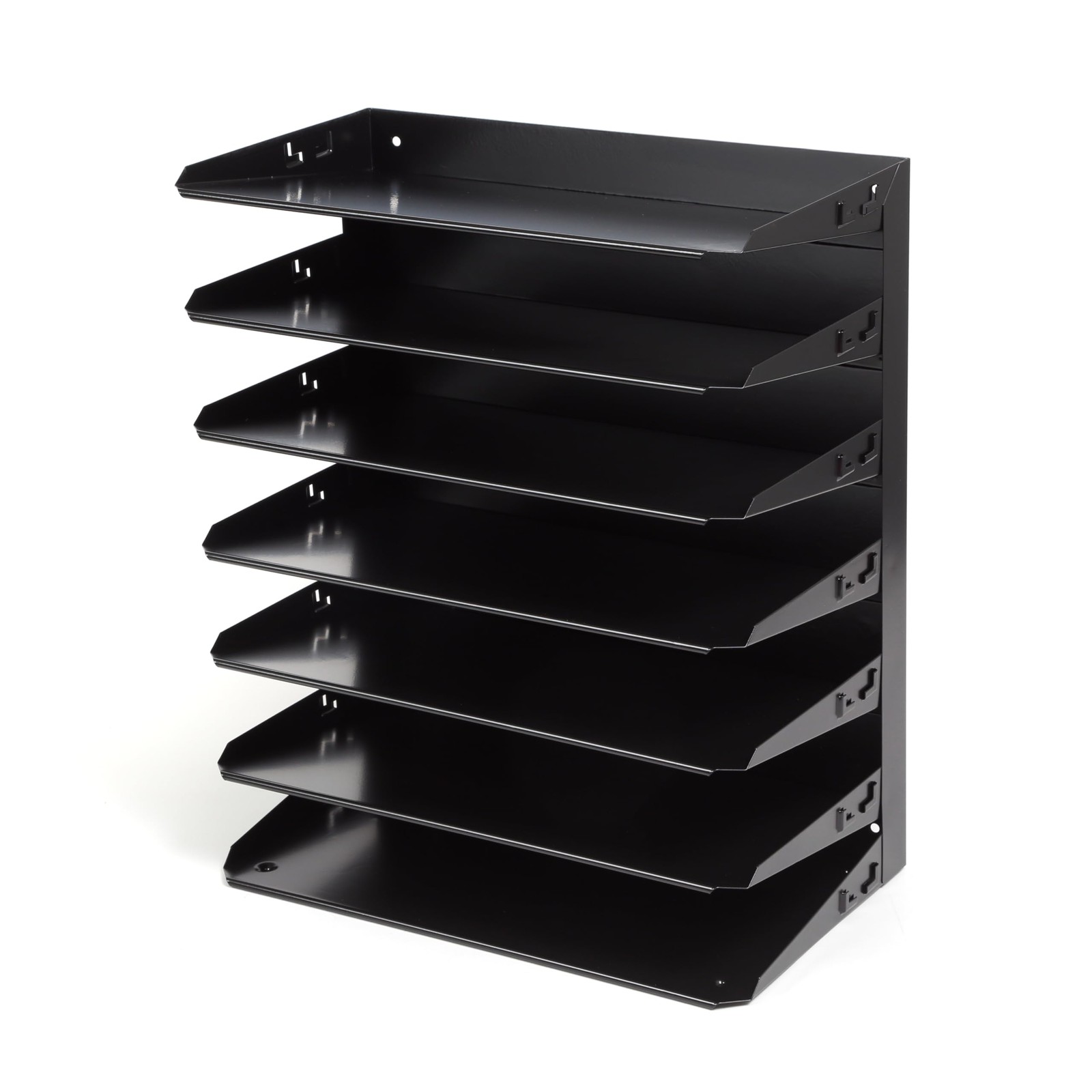 Black Desk Organizer CADDY Seven Slot Steel Paper Sorter for Office Home Use