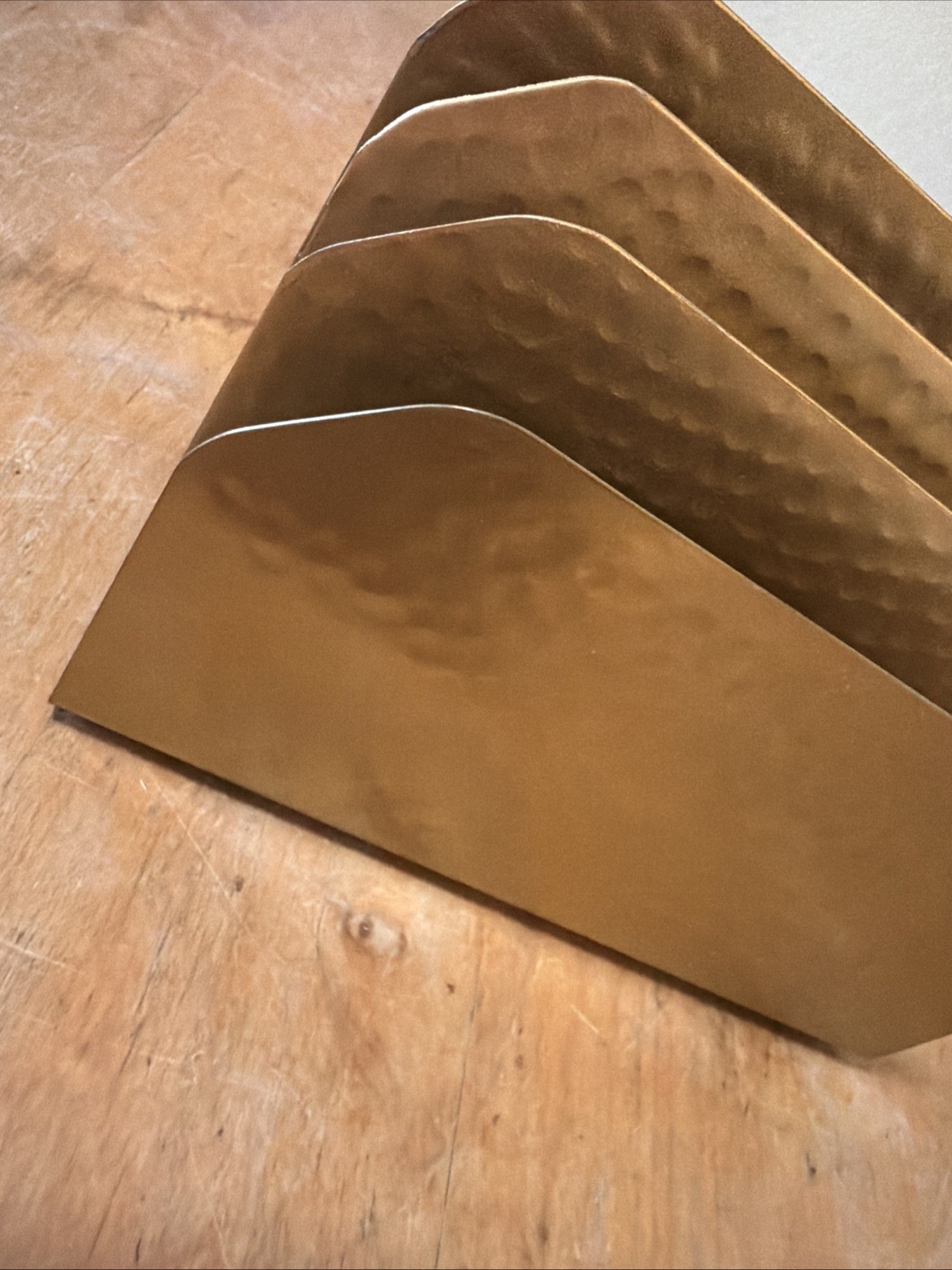 Nate Berkus Letter Bills Sorter Brass Hammered Metal Three Slots “Small Flaw”