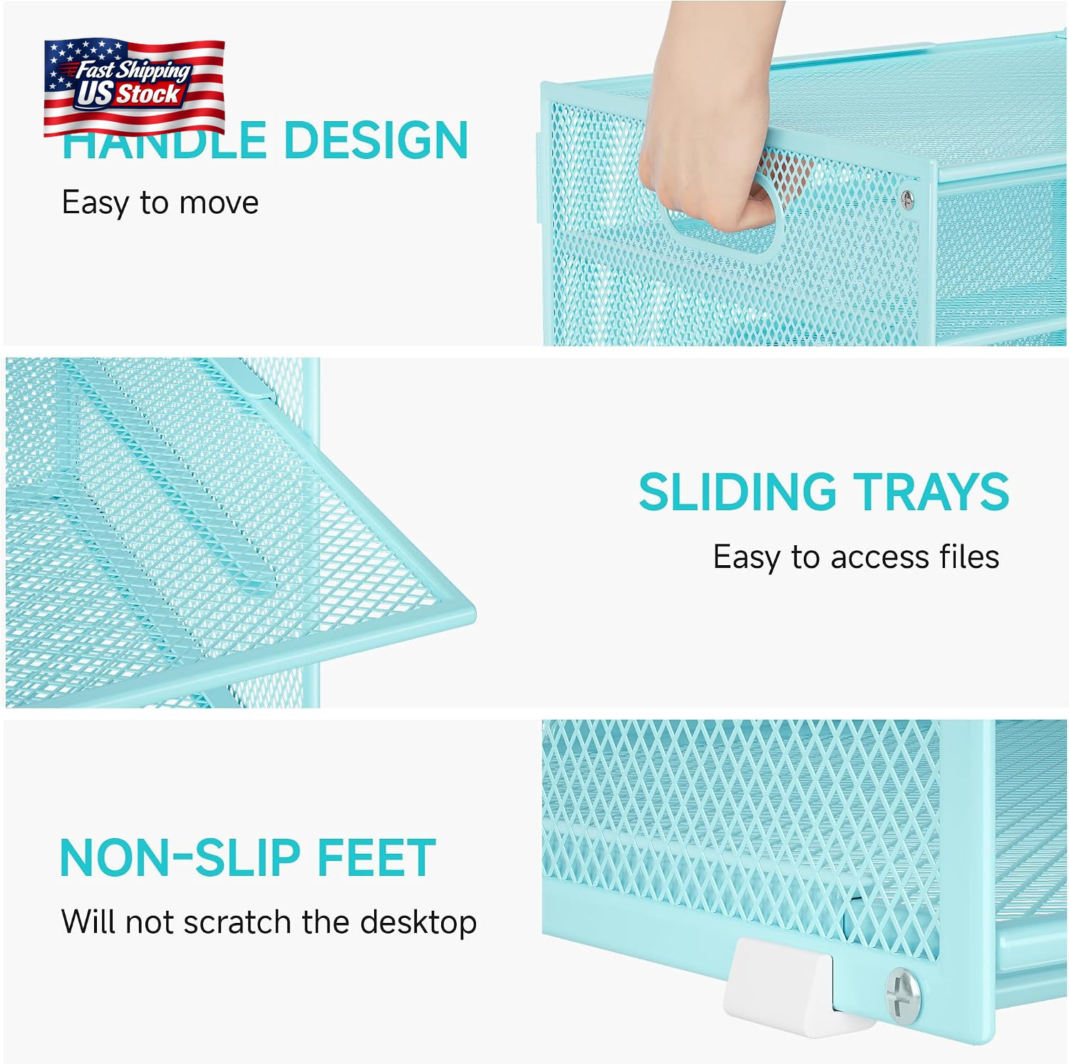 Lavatino 3-Tier Letter Tray Desk Organizer, Mesh Metal Paper File Tray Organizer