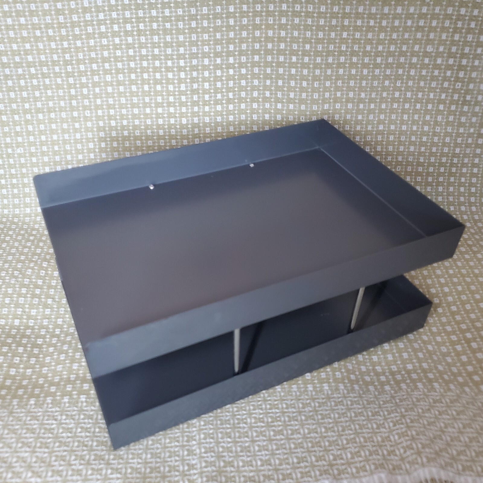 Vtg Knoll Smokador Double Letter Paper Tray Desk Organizer Steel Metal Gray
