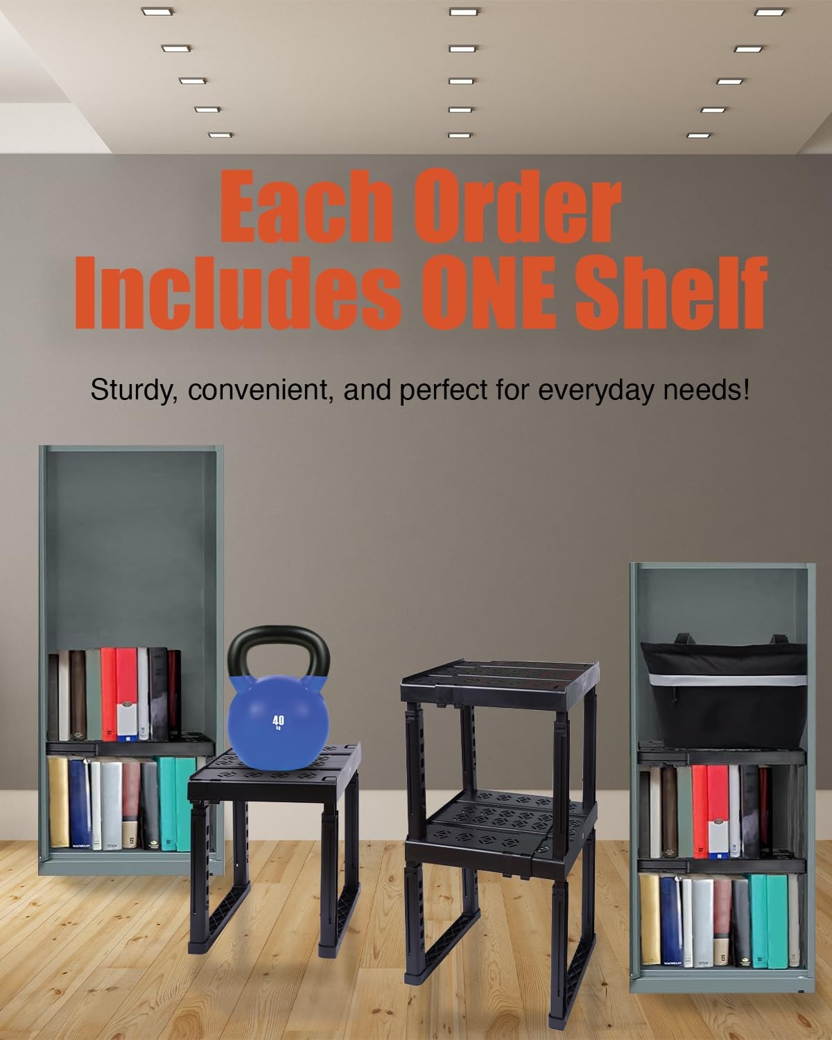 2 Pack White Locker Organizer Shelf Adjustable Width Height Stackable Office
