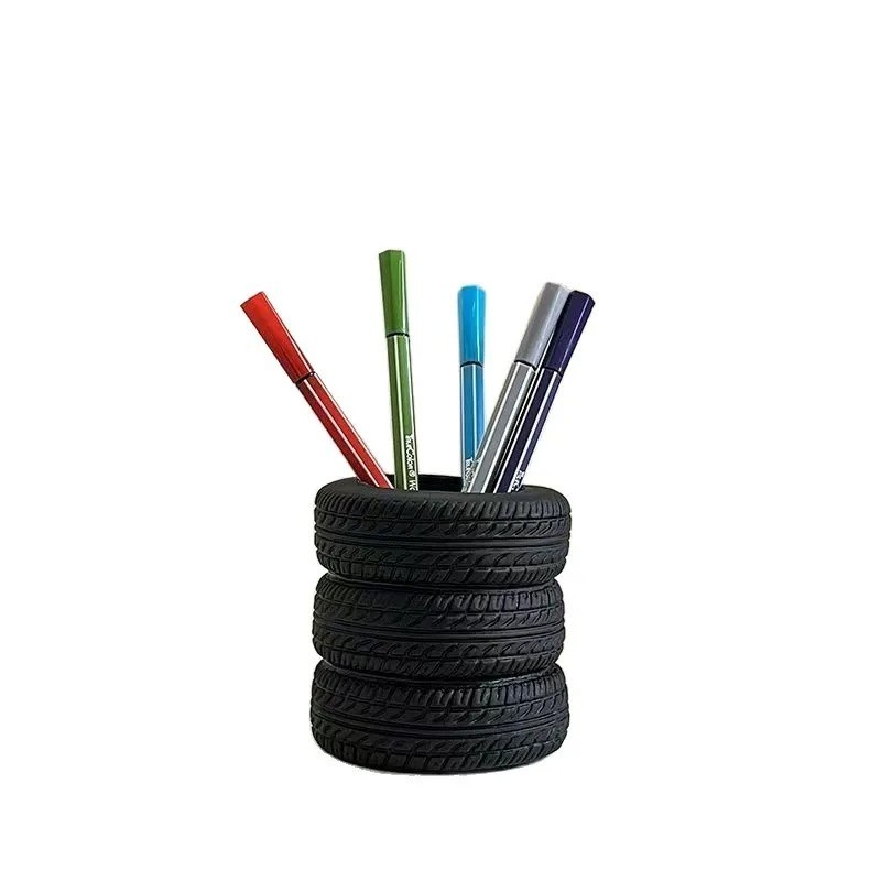 Desk Organizer Pen Holder Pen Pencil Tire Shaped Holder Case Office Stationery