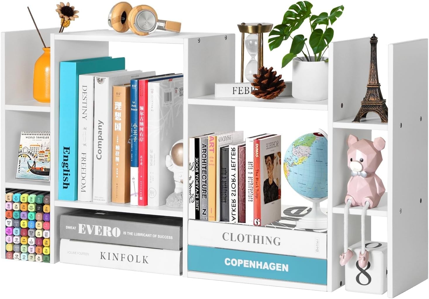 Desk Shelf Organizer 3-Tier Desktop Bookshelf Computer Desk Small Tabletop Hutch