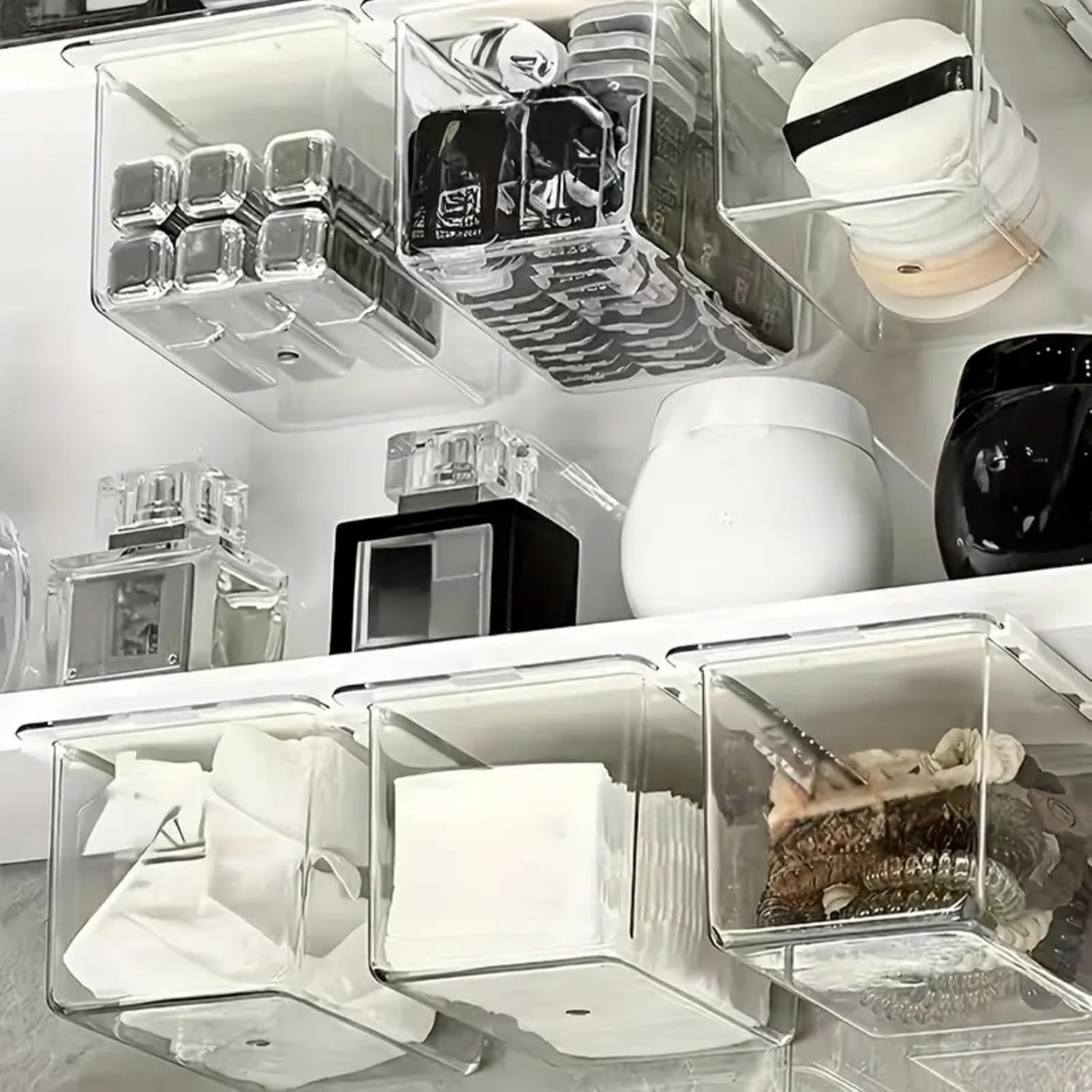 Under Desk Drawer Organizer, with Self-Adhesive Hidden Slide Out Tray Transparen