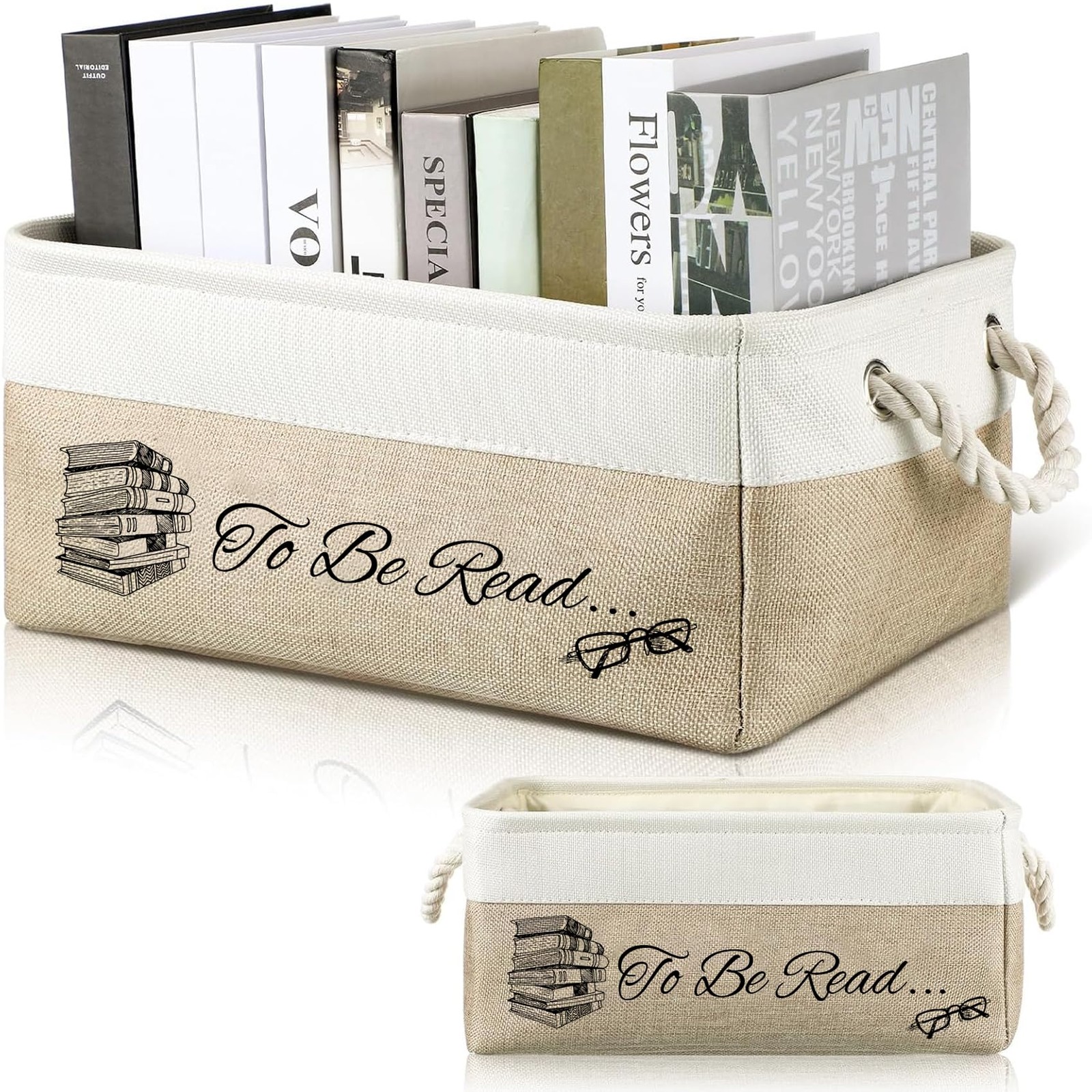 Book Lover Gift TBR List Basket To Be Read Organizer Bin Holds 1012 Books