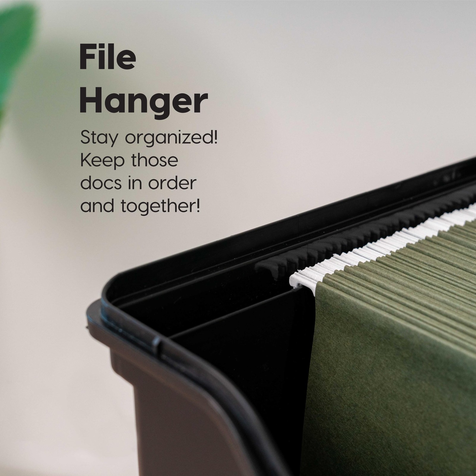 IRIS USA File Box with Lid Organizer for Letter Single, Black w/ Handle