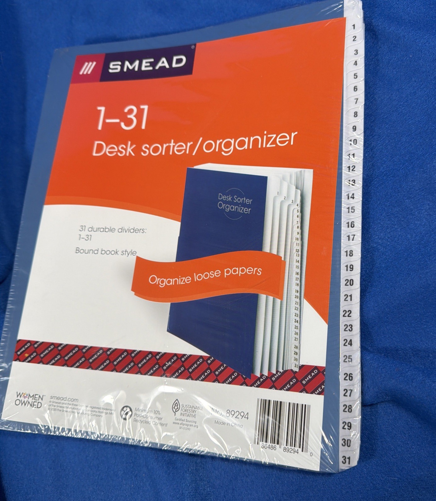 SMEAD 1-31 Desk sorter / organizer Bound Book Style for loose papers No. 89294