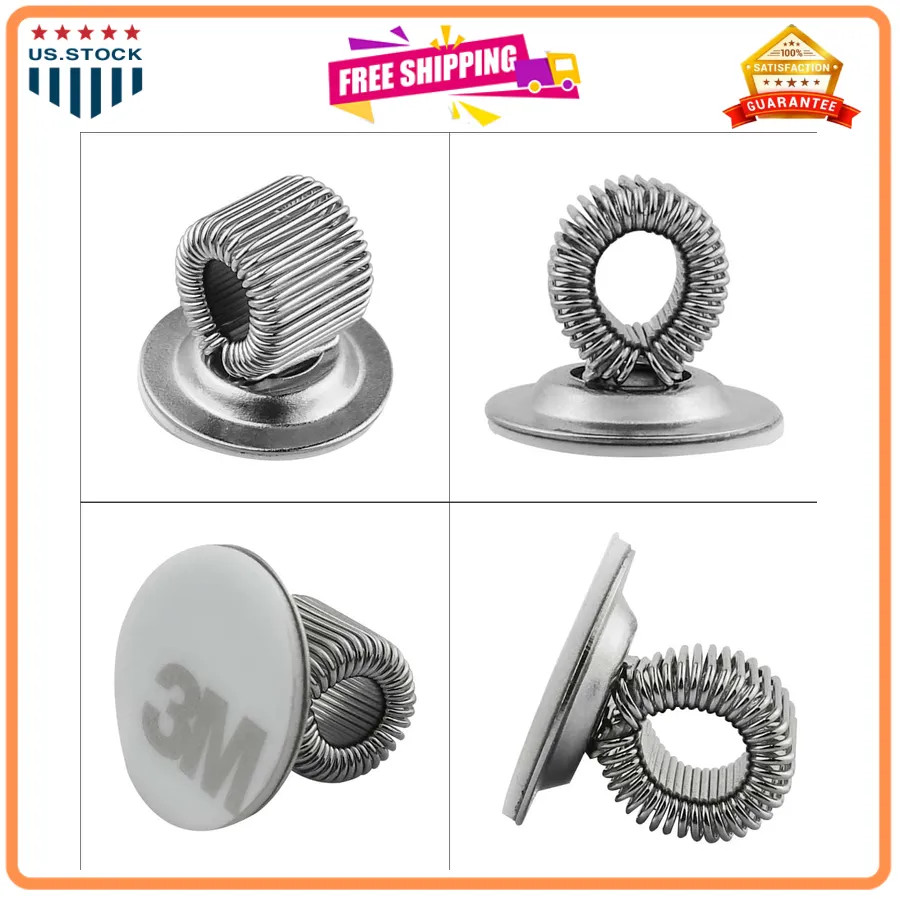 8 Pcs Adjustable Spring Pen Holder Clips Self Adhesive Manganese Steel Silver