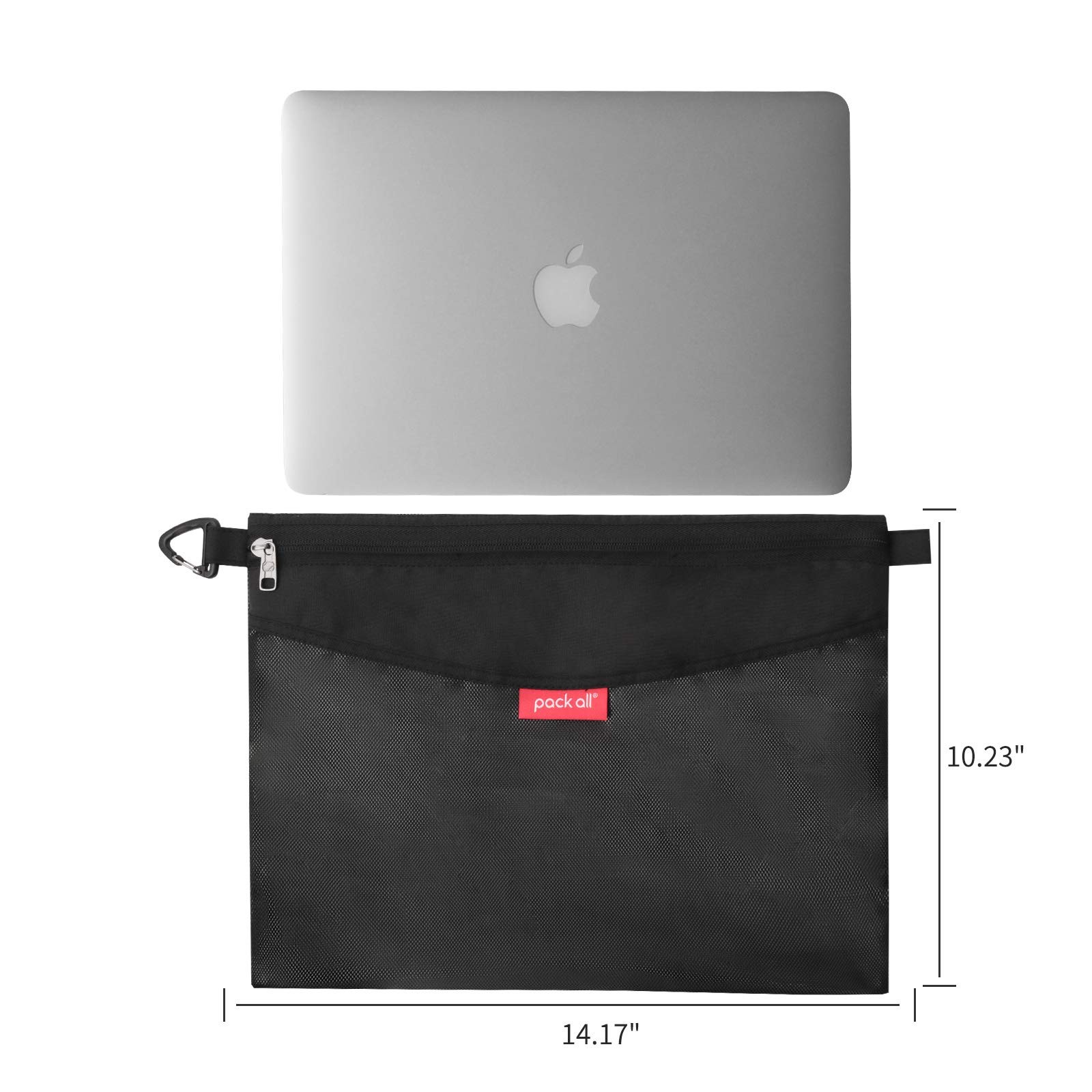 Large Black Mesh Zipper Pouch Water-Resistant Bag Storage Travel Office