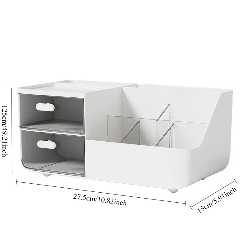 Large Capacity Desk Organizer with 2 Transparent Drawers and Office Supplies Hol