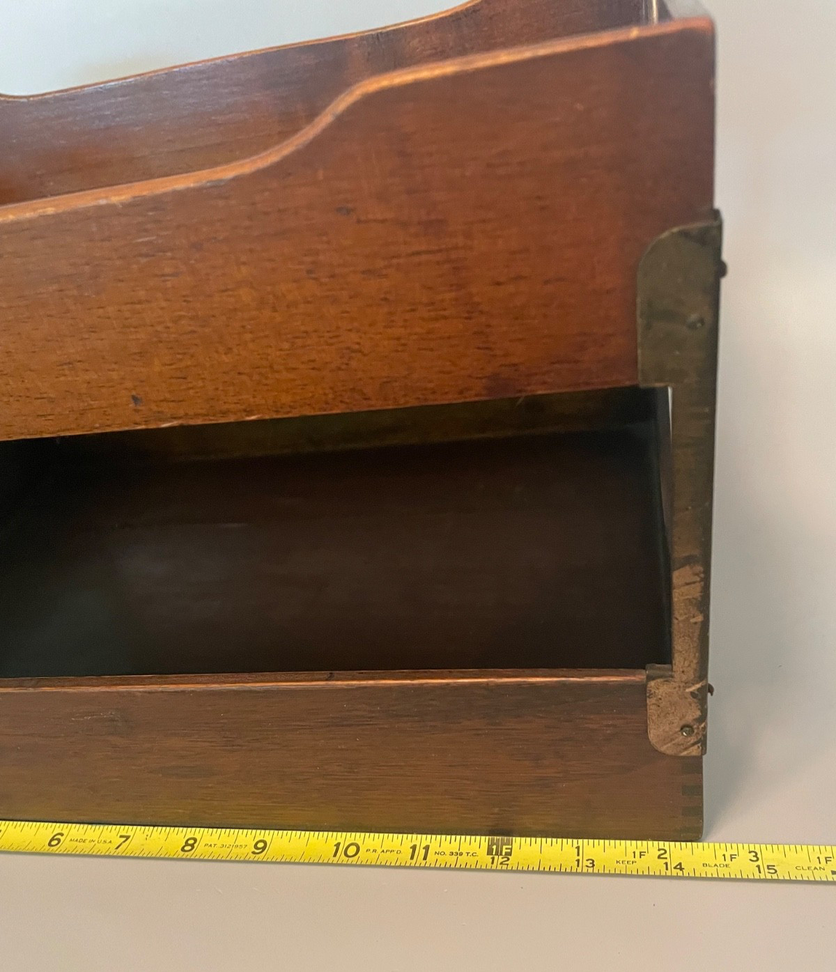 Vintage Wood Metal Letter Tray 2 Tier Desk Organizer Stacking File Damaged