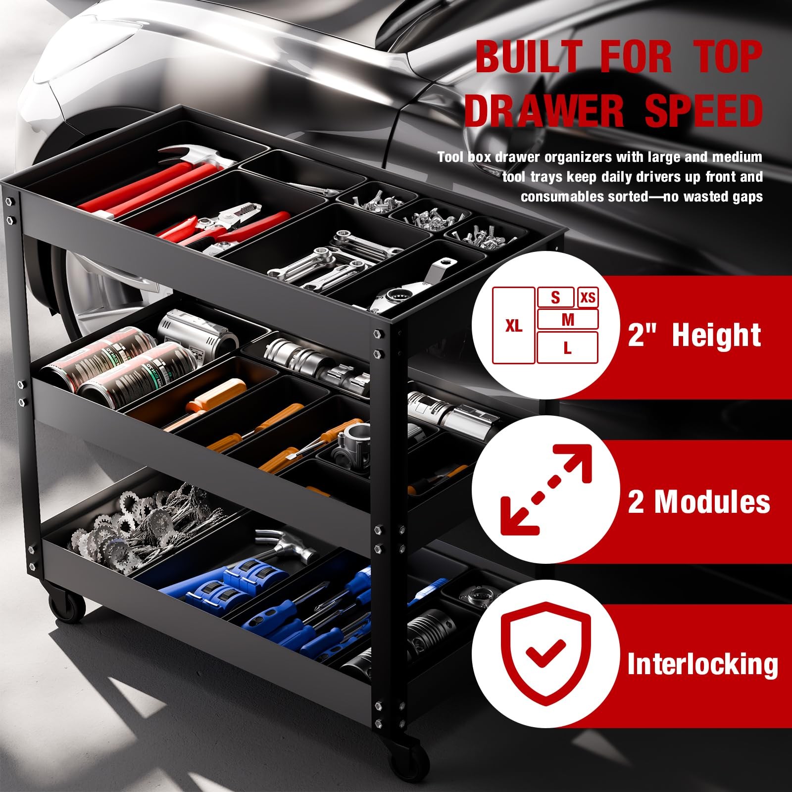 inihpocv 10 PCS Tool Box Drawer Organizers, Large & 9x6x2 inches, 10PCS(L+M)