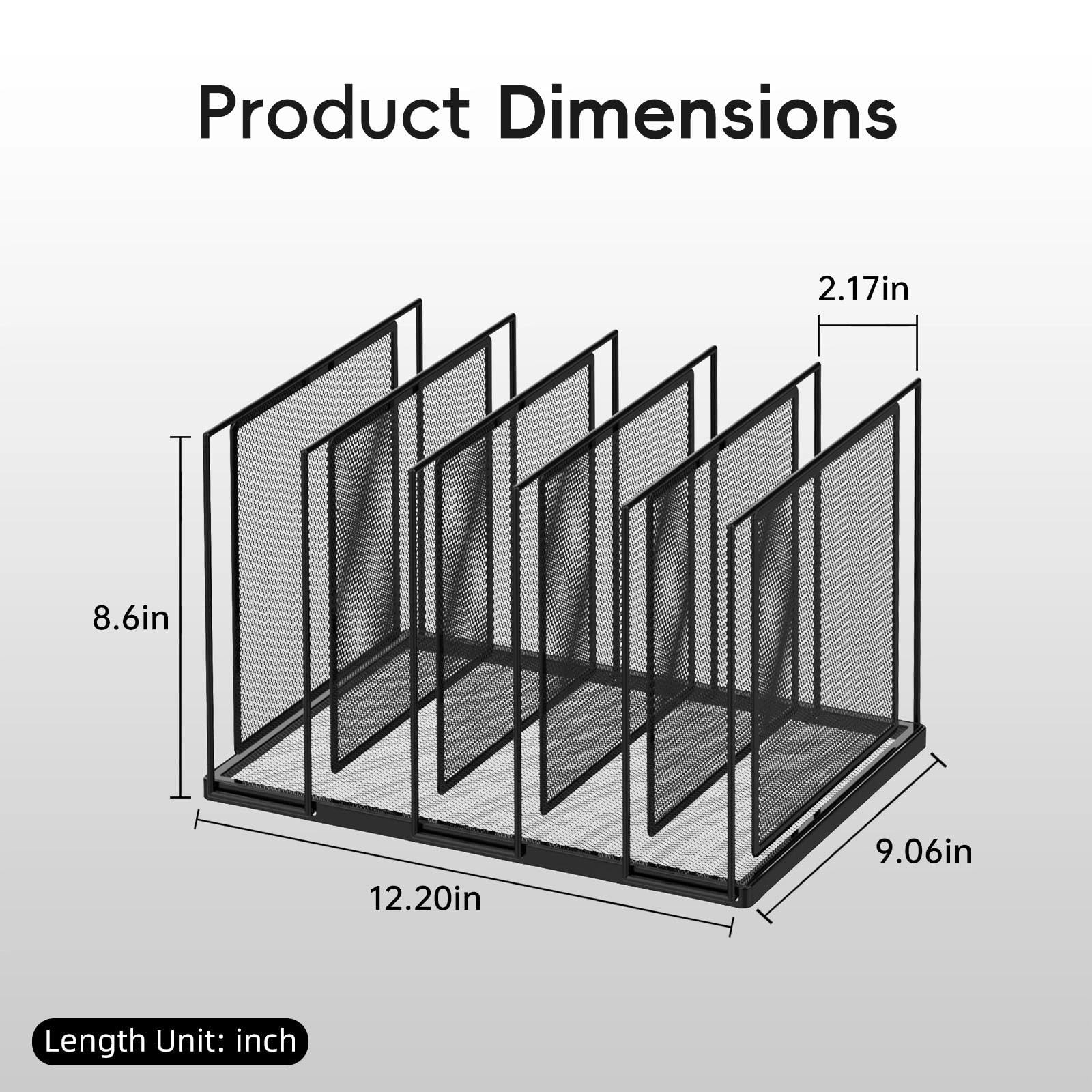 JMHUD File Organizer for Desk, 5-Section Vertical 1 Pack 5-Section, Black