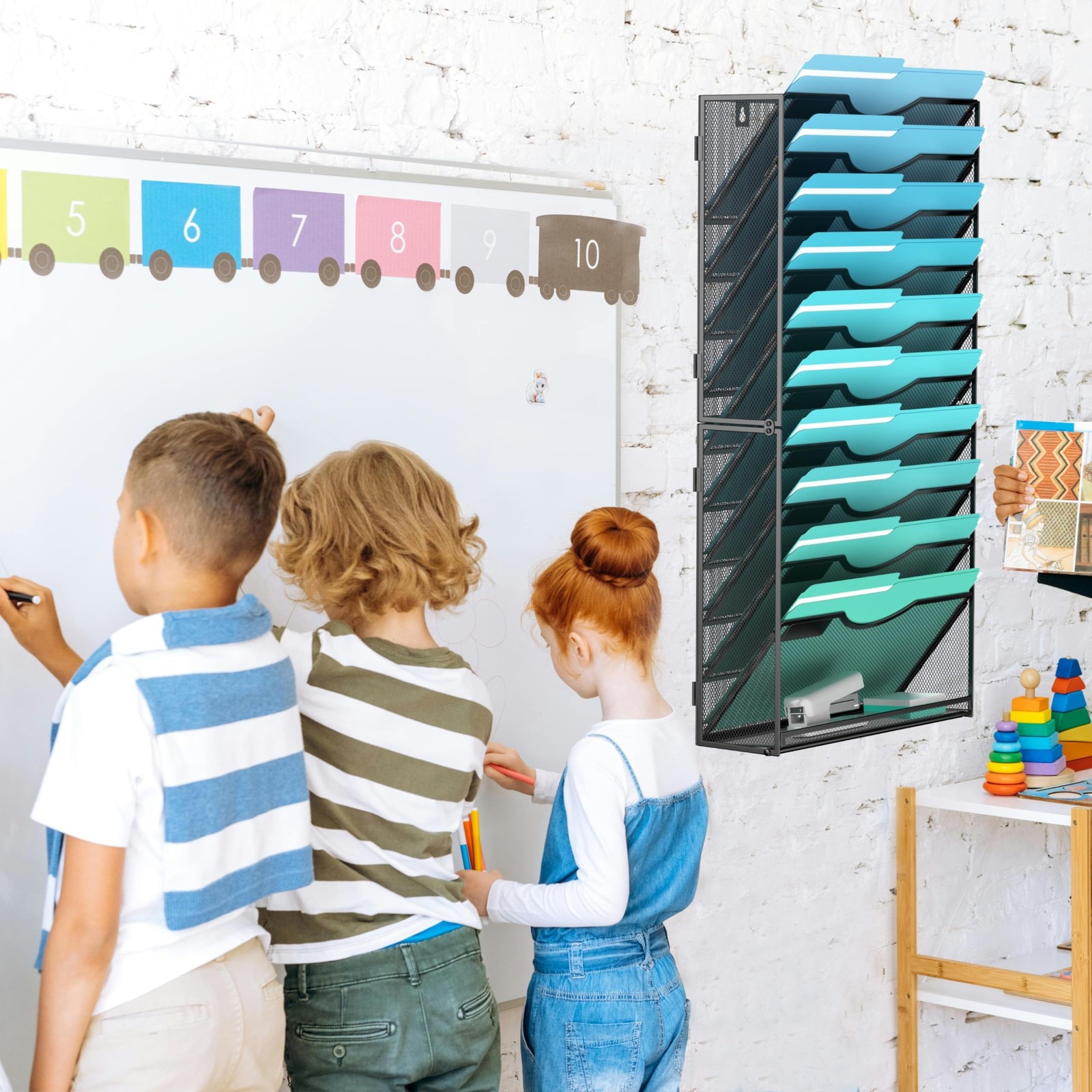 Gawerk 11-Tier Wall File Organizer Hanging Holder 11-T, Black