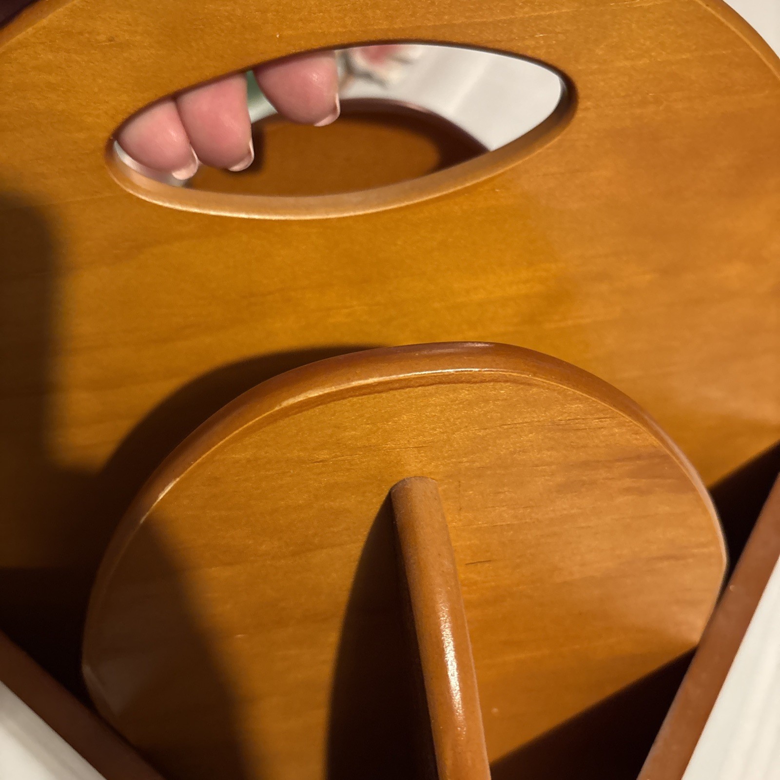 Modern Style Rotating Wood Desk Caddy Organizer Angular Geometric 9x9x12″