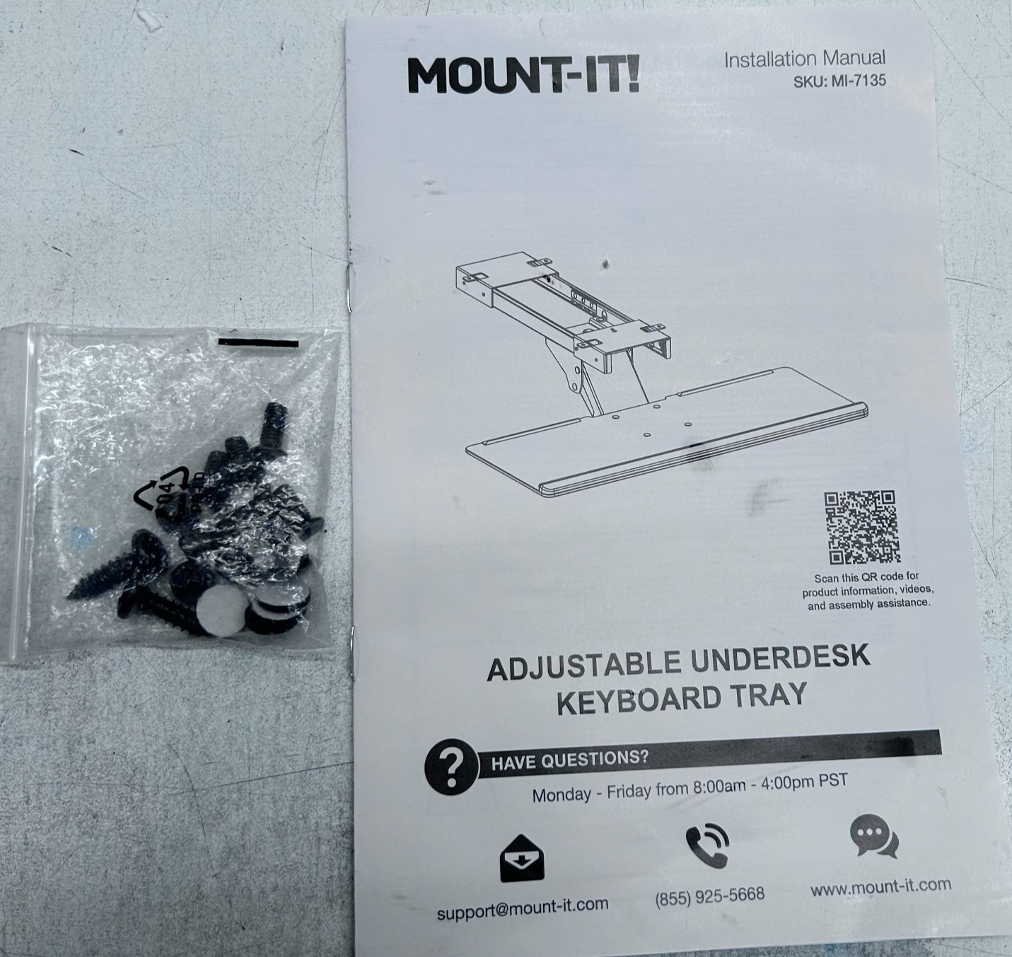 Mount-It! MI-7135 Under Desk Computer Keyboard Tray Black ** READ**