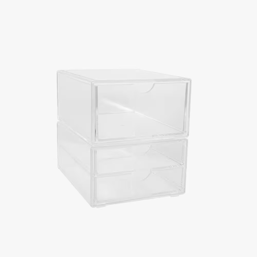 Clear Desk Organizer Set of 2 – 1 Single Drawer/1 Double Drawer