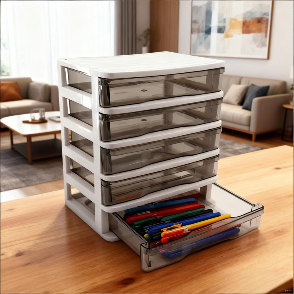 5-Layer Drawer Desktop Storage Bin Unit – Small Plastic Organizer with Clear …
