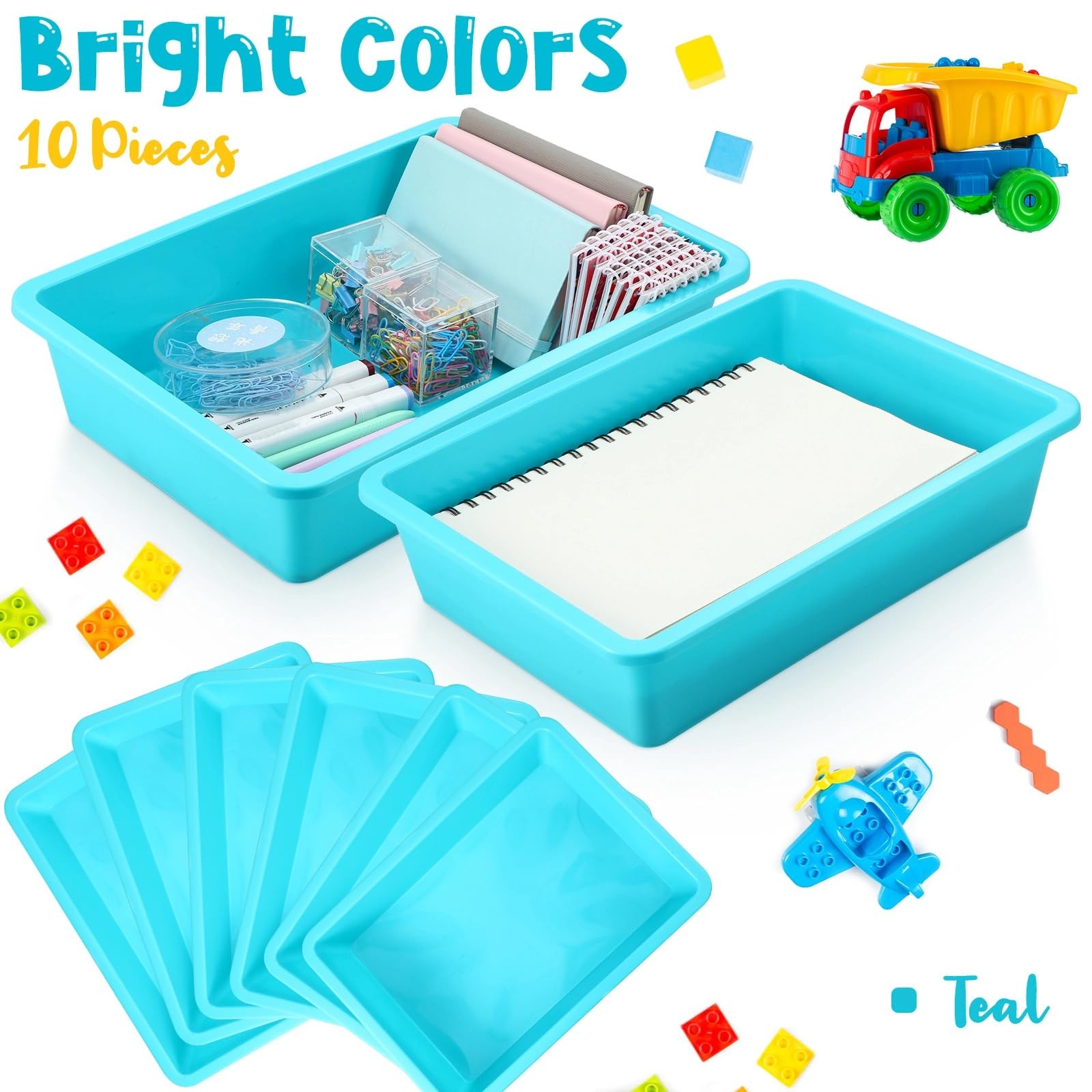 10 PCS Flat Storage Tray Organizer Bin Letter Size Paper Plastic