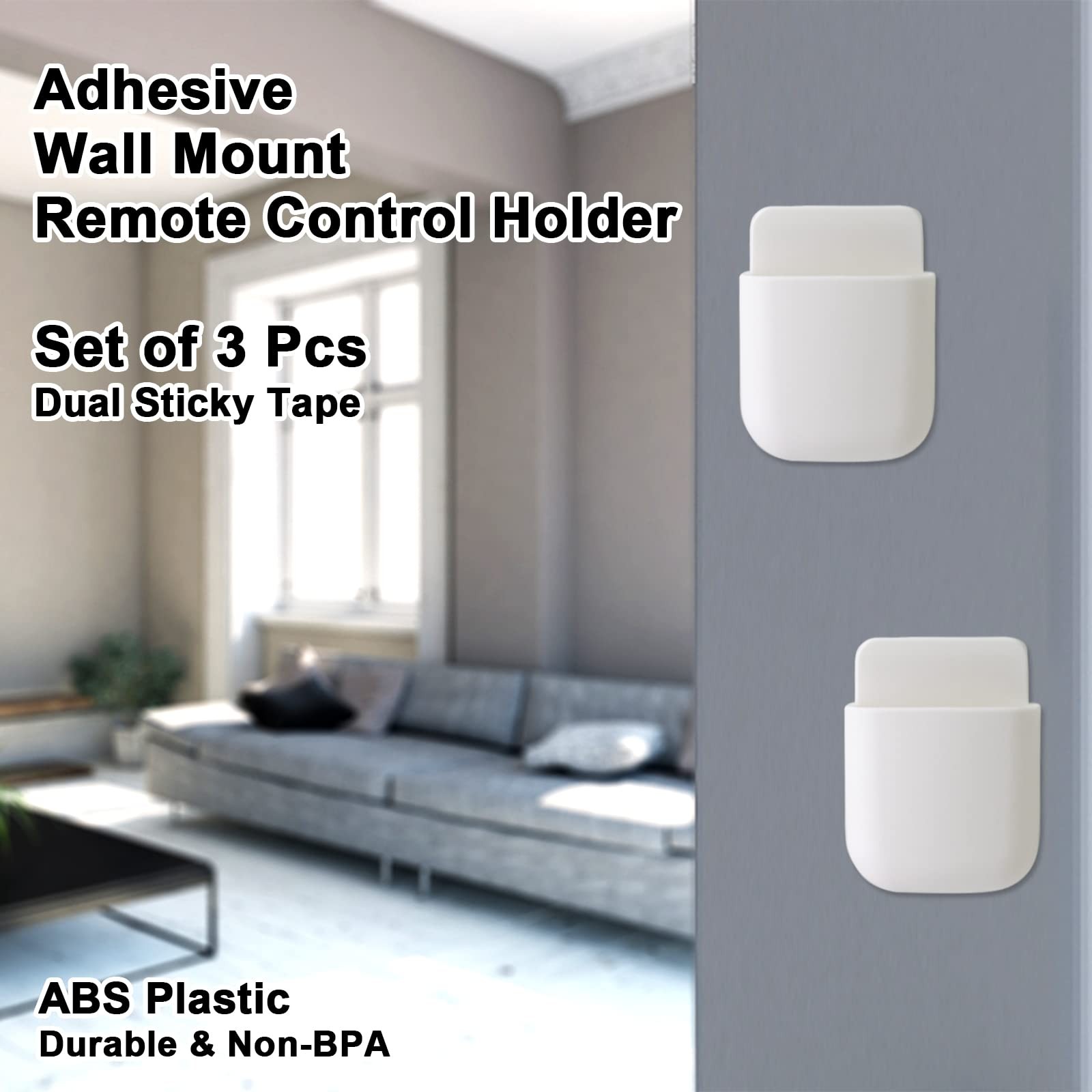 3 Pcs Remote Control Holder Wall Mount Self Adhesive Remote Case Hole-Free St…