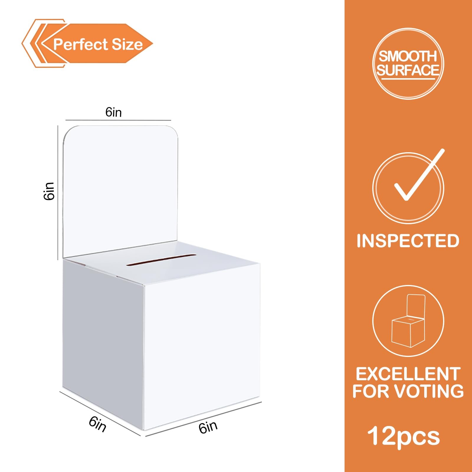 VOISEN Raffle Box,12 Pcs Boxes with Slot,Cardboard Ballot White 12p