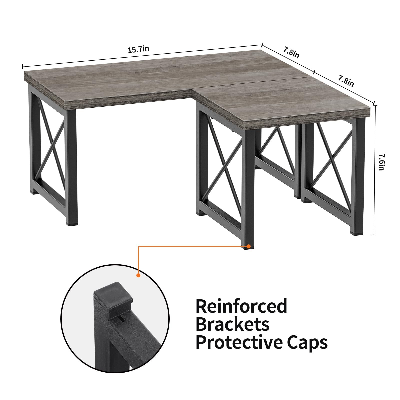 Honiter Desk Shelf for Top of Desk, Wood Desktop Shelf, 2 7.6in-1 Pack, Grey