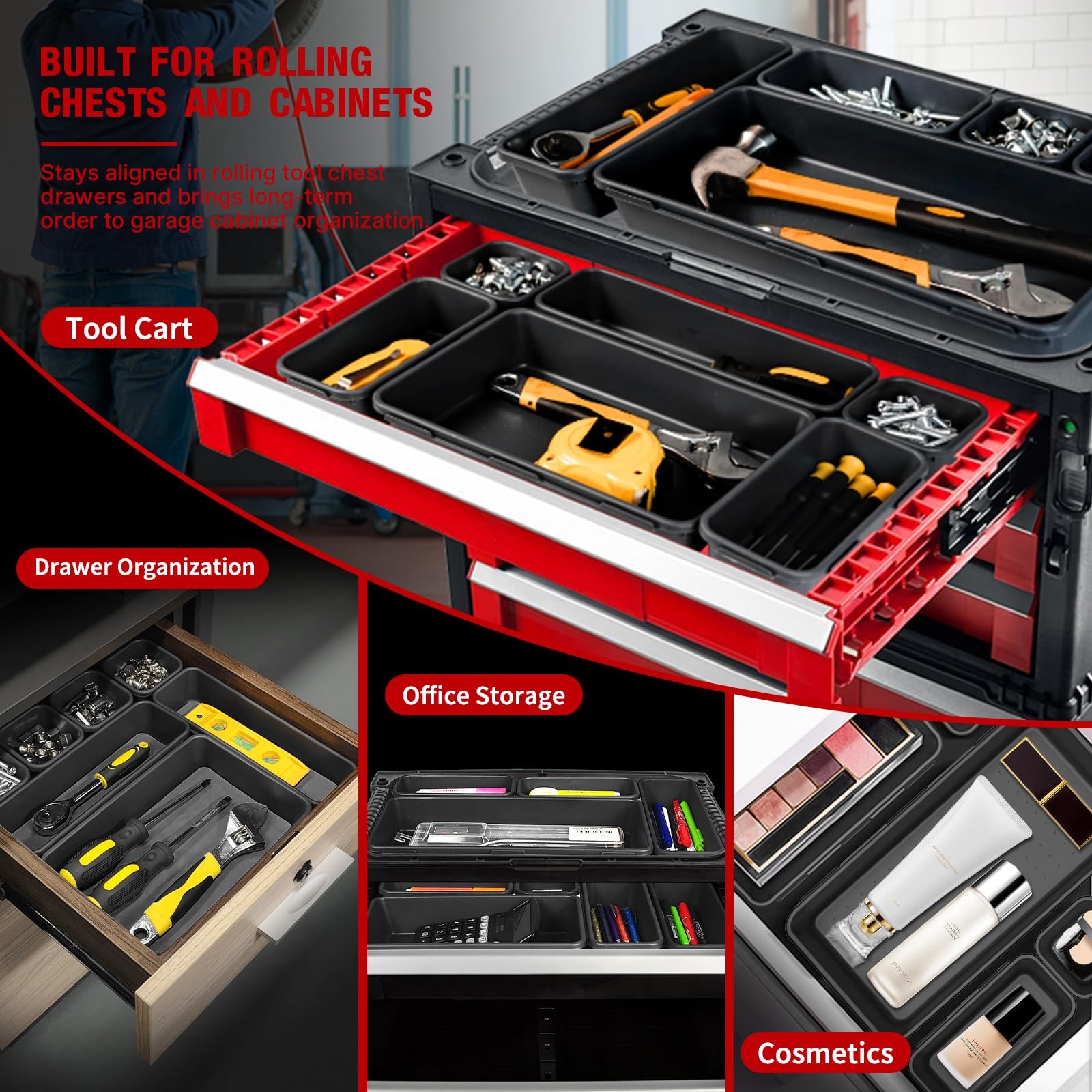 【6 PCS Extra-Large】 Tool Box Drawer Organizer Trays with Non-slip Pads, Heavy…