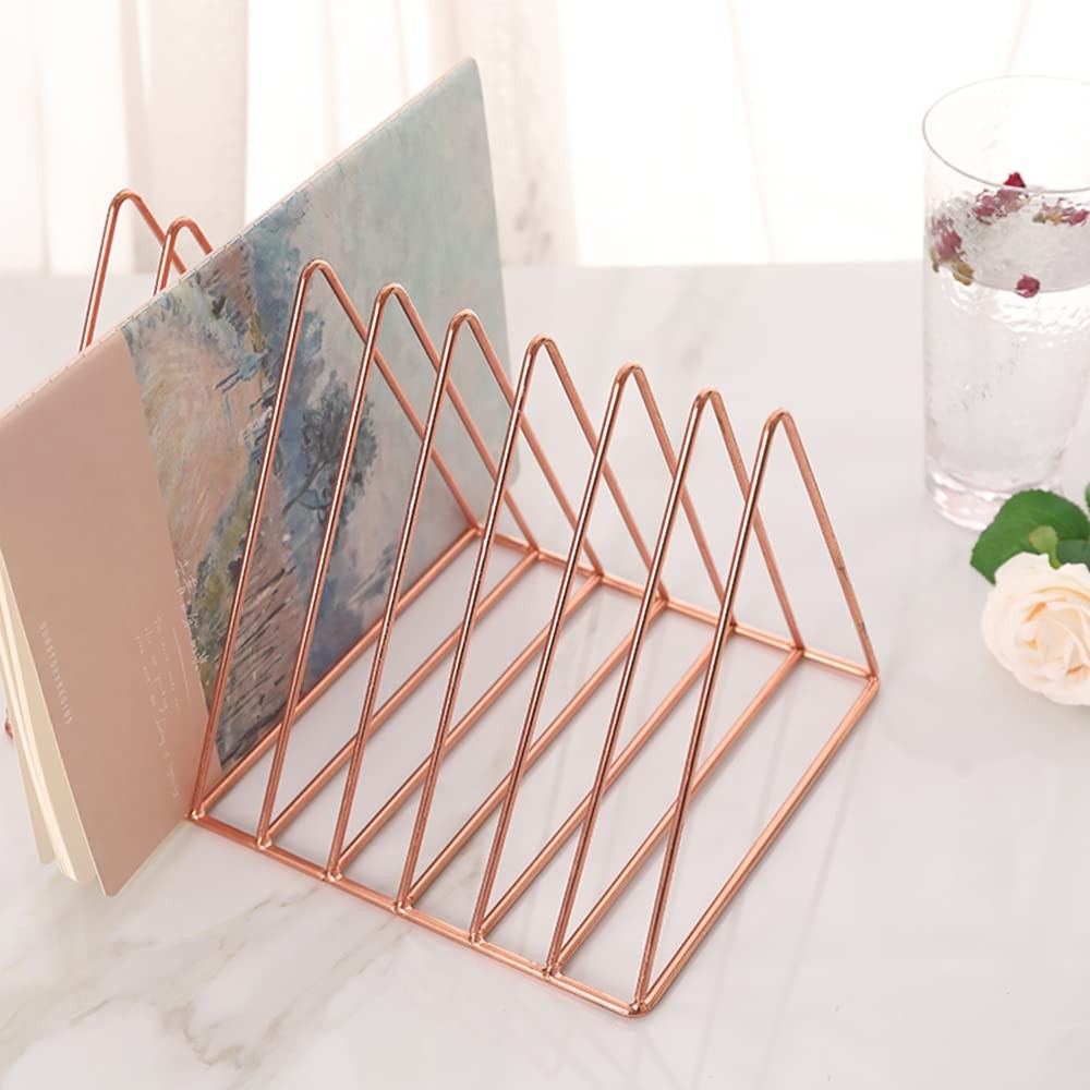 Sooyee 2 Pack 9 Slot Rose Gold Magazine Holder, Desktop File Sorter