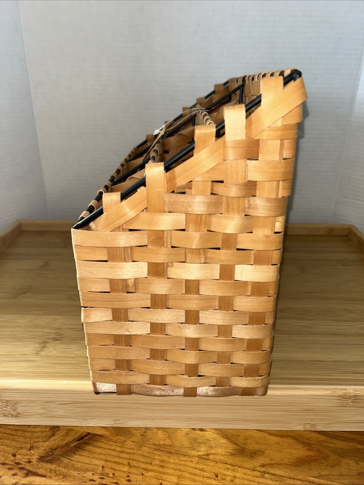 Woven Wicker Rattan Metal Desk Tray Office Organizer File Drawers Boho New