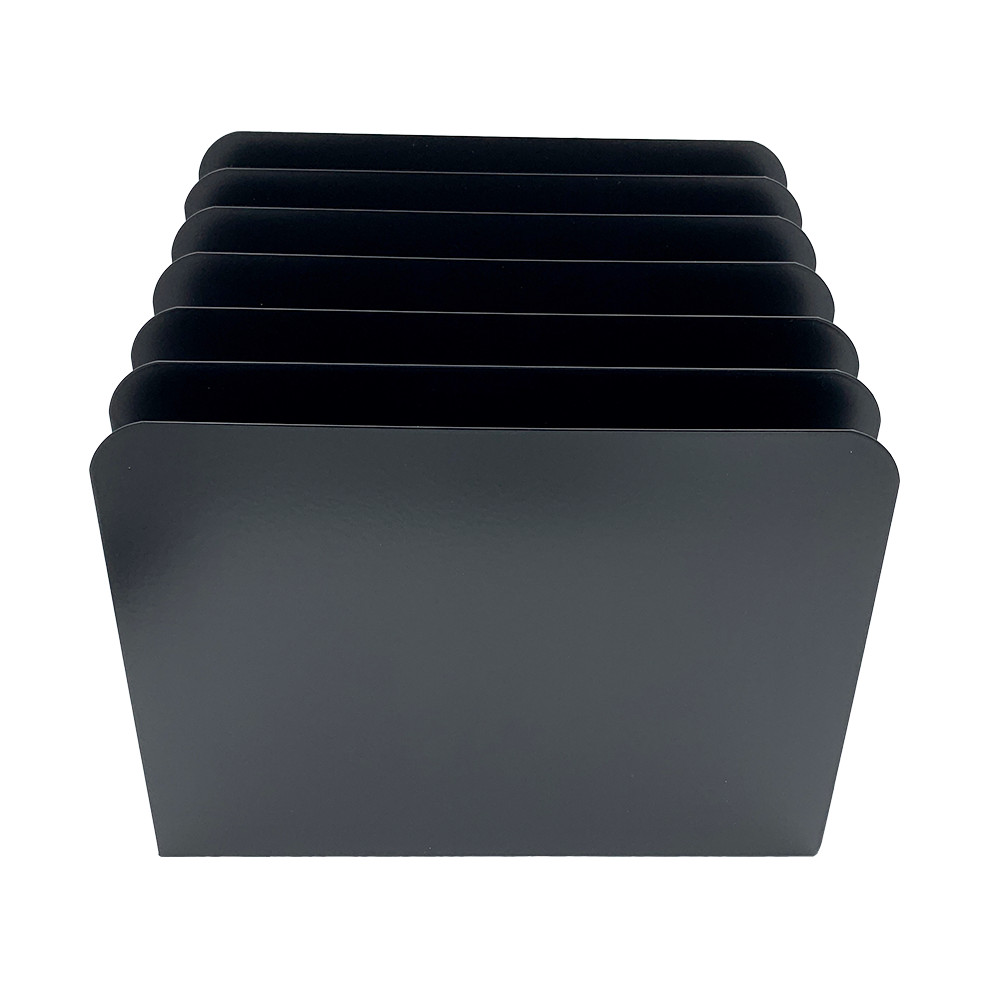 Huron Vertical 6 Slot Steel Desk Slant Organizer/Sorter Black HASZ0174