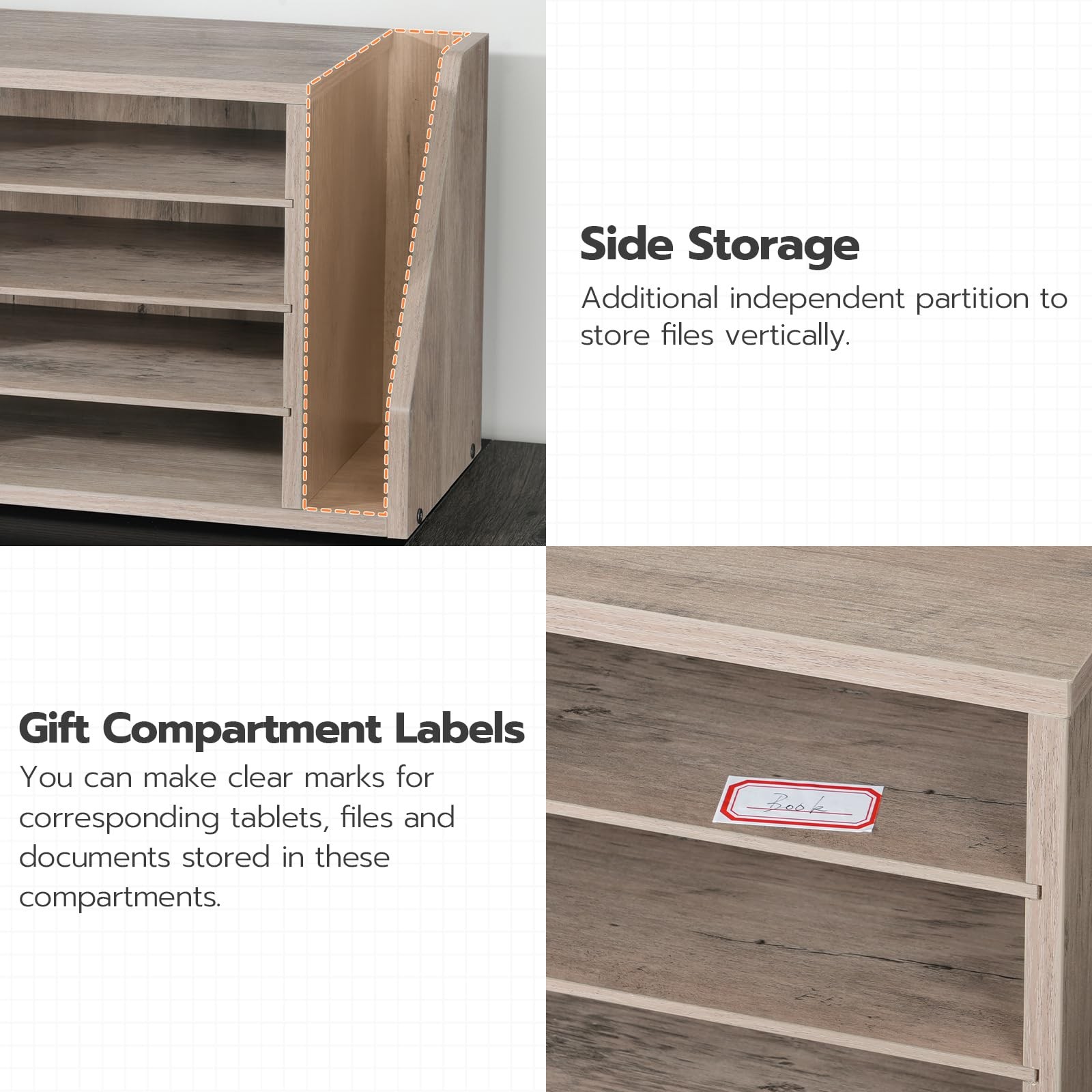 Mail Sorter, Literature Organizer with Adjustable Shelves, Paper Organizer fo…