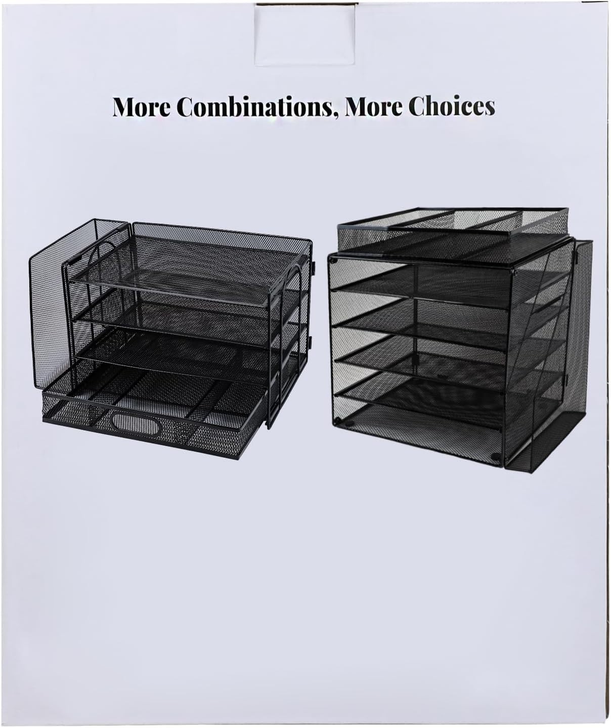 4 Tier Metal Desk File Organizer Vertical Sorter Paper Tray and Drawer Black