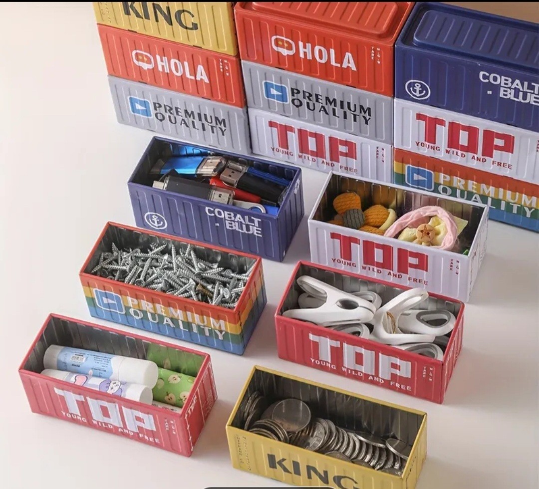Mini Storage Box Metal Container w/Lid – Desktop Organizer – Storage Bin – New