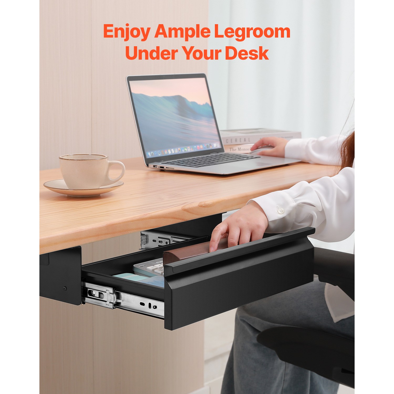 Uimoso 16 in Slide-Out Under Desk Drawer Organizer for Home or Office Use