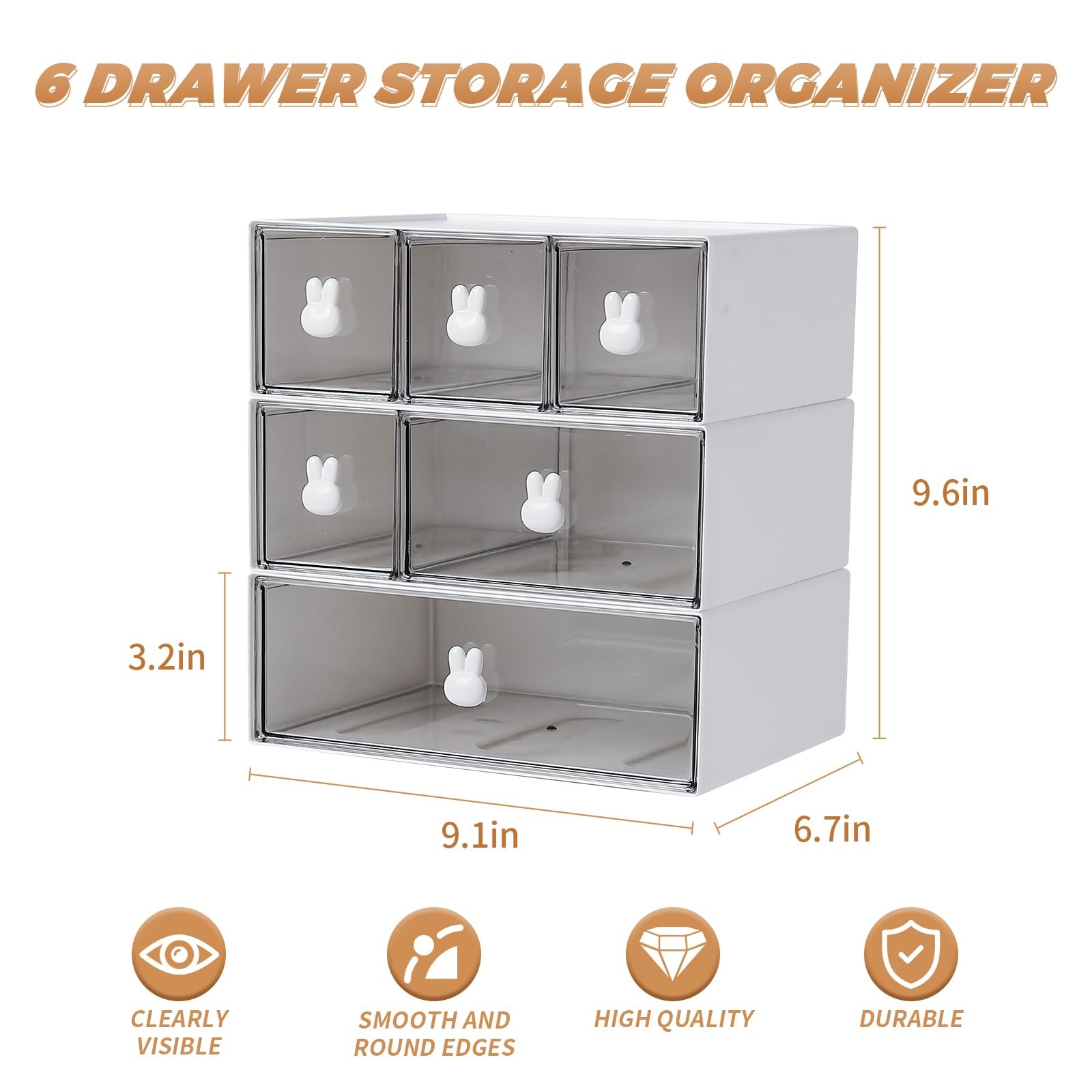 Jydesicr Plastic Desk Organizer with Drawers,Desktop Drawers White