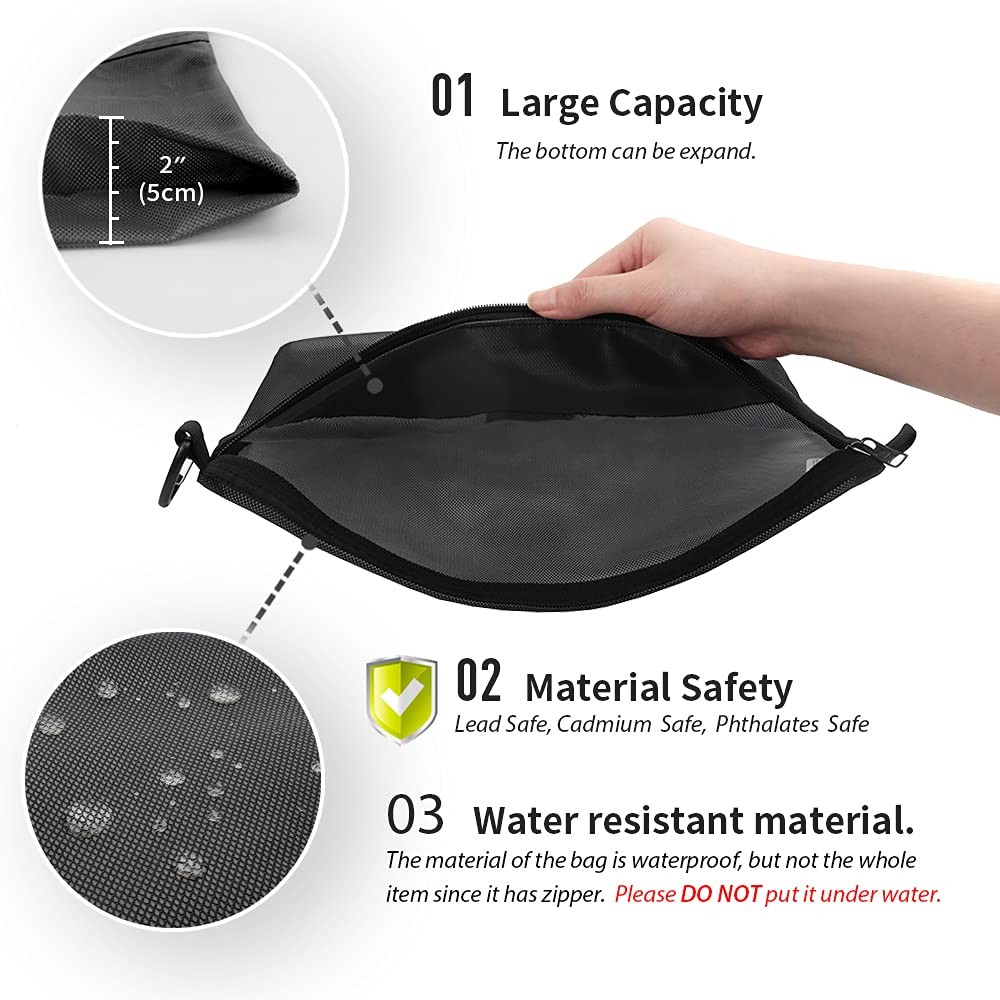Water-Resistant Material Zipper Pouch, Mesh Zipper Bags for Storage, Travel, …
