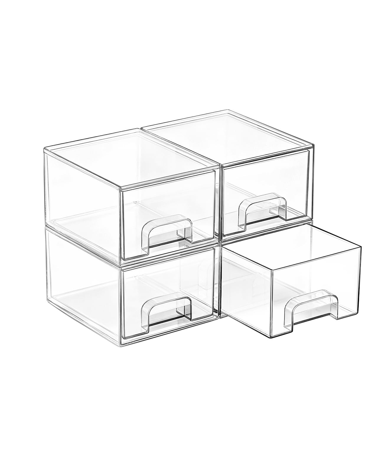 Vtopmart 4 Pack Small Clear Stackable Storage Drawers,Acrylic 4 Pack, clear
