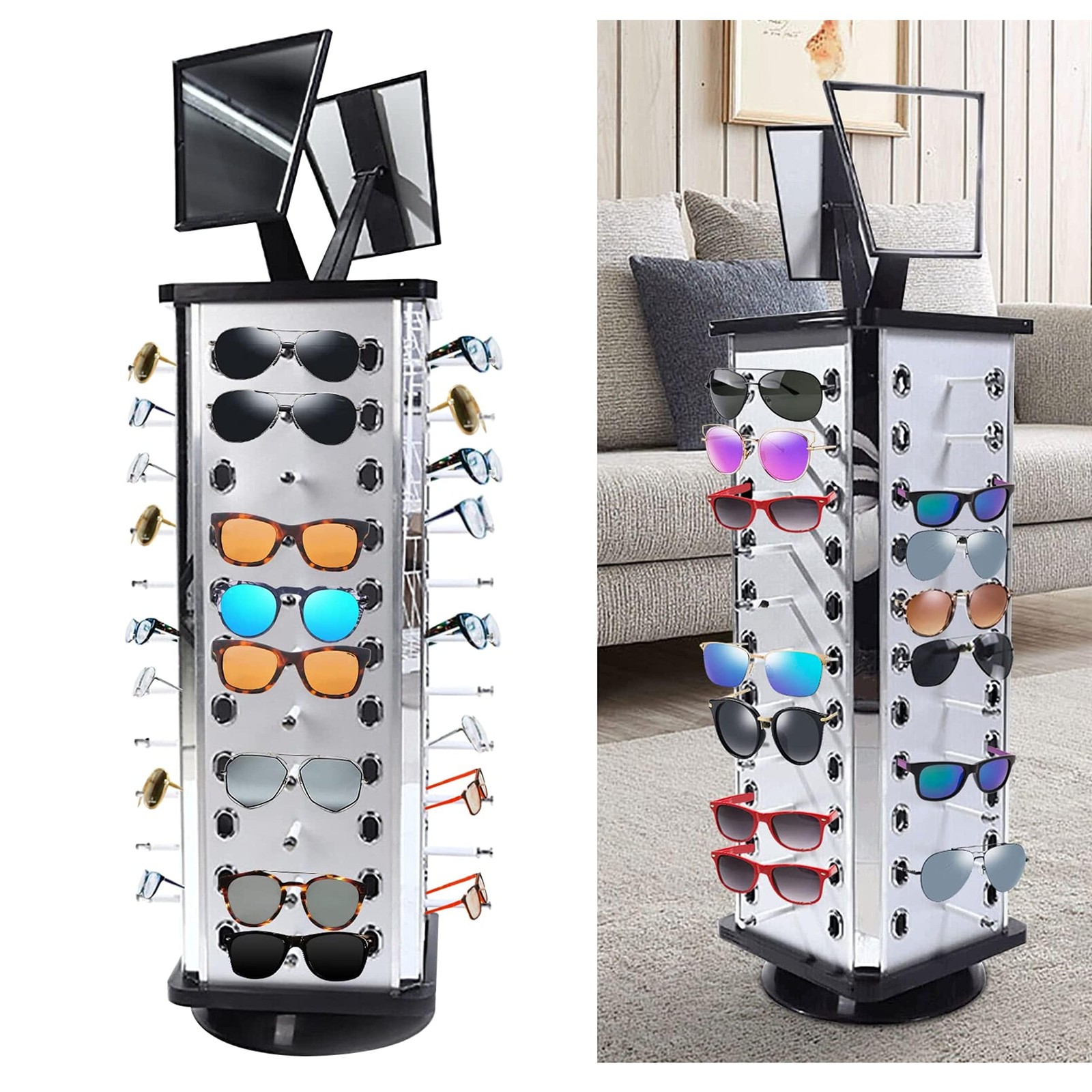 YIYIBYUS 360° Rotating Sunglasses Organizer Square;15 x 34.7inch, As shown