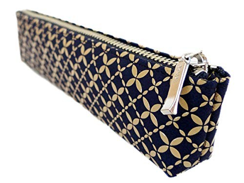 Inden-ya Deerskin Pen Case Shippo Pattern Lacquer Navy Made in Japan