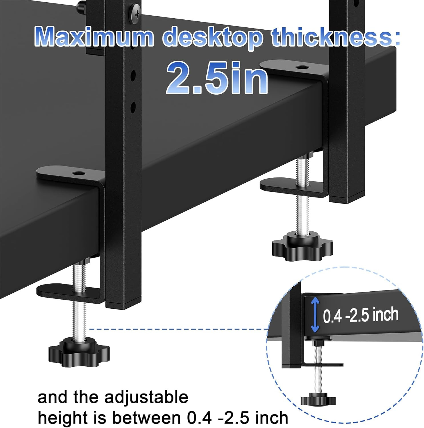Clamp on Desk Shelf, 2 Tier Office Desk Shelves Organizer, Wood Desktop Supplies