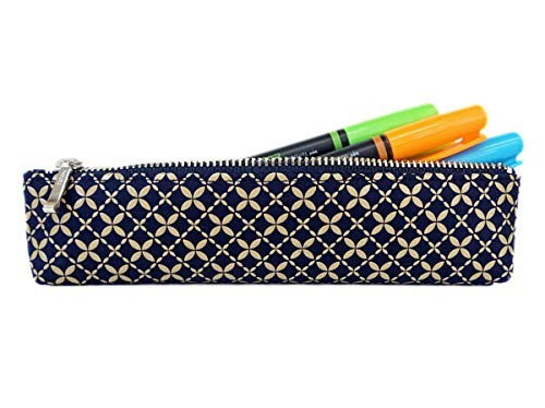 Inden-ya Deerskin Pen Case Shippo Pattern Lacquer Navy Made in Japan