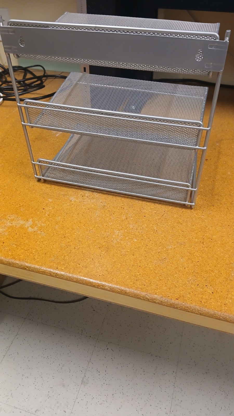3 Tier Mesh Silver Wire Desktop Organizer for Office and Paper Document Sorter