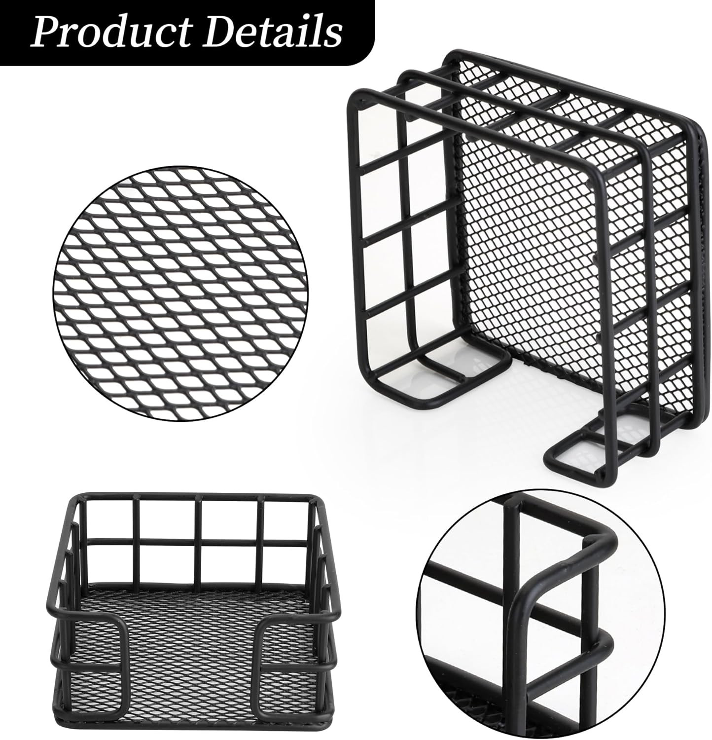 1 Pc Metal Sticky Note Holder, 3.6 x3.6 Inch Black Wire Desk Organizer – Sticky
