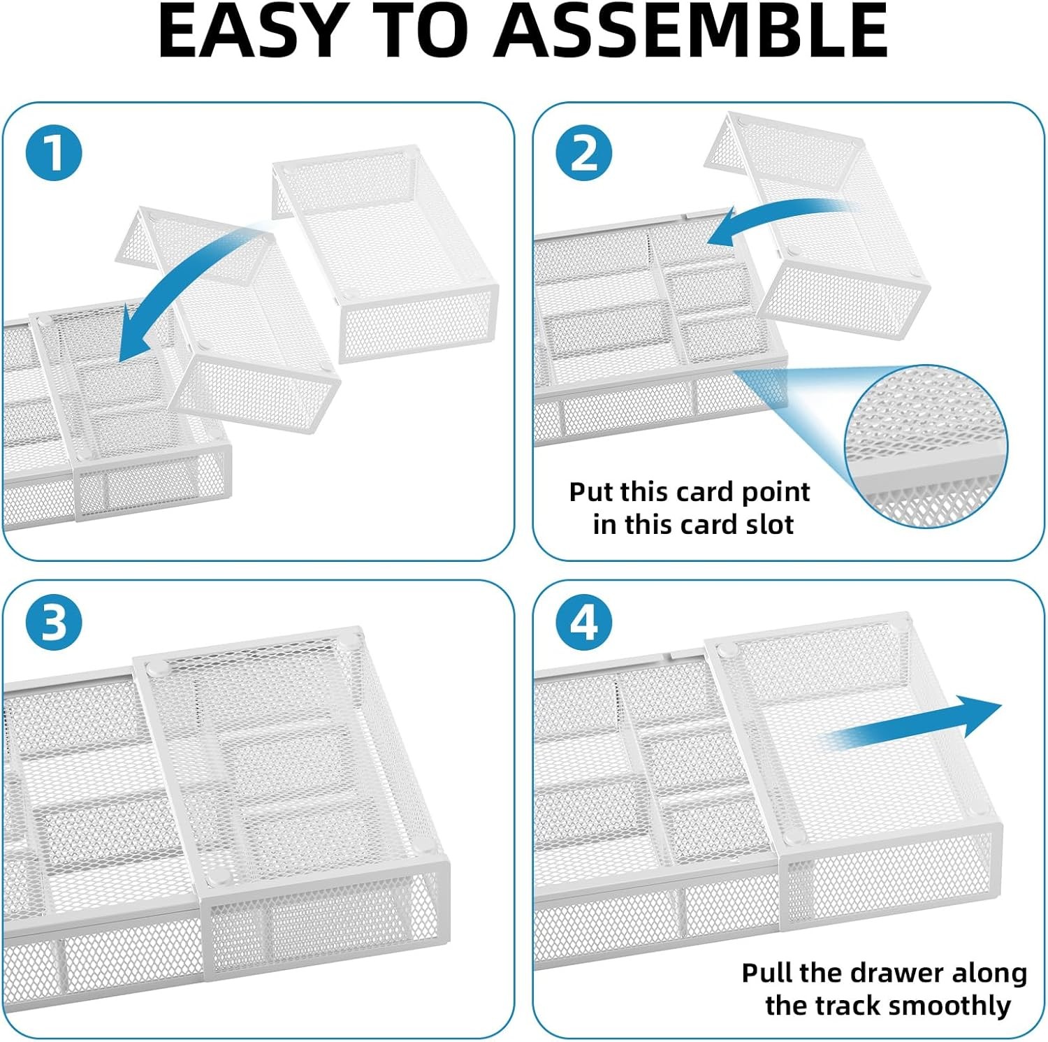 Expandable Desk Drawer Organizer, Mesh Drawer Organizer Tray with 10 Compartment