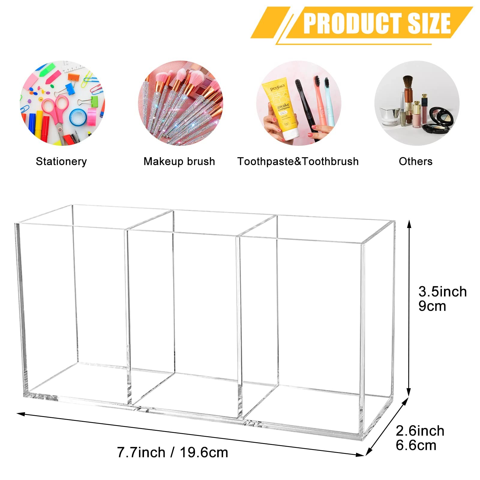 Cerpourt Clear Makeup Brush Organizer,Acrylic Cosmetic Brushes Storage