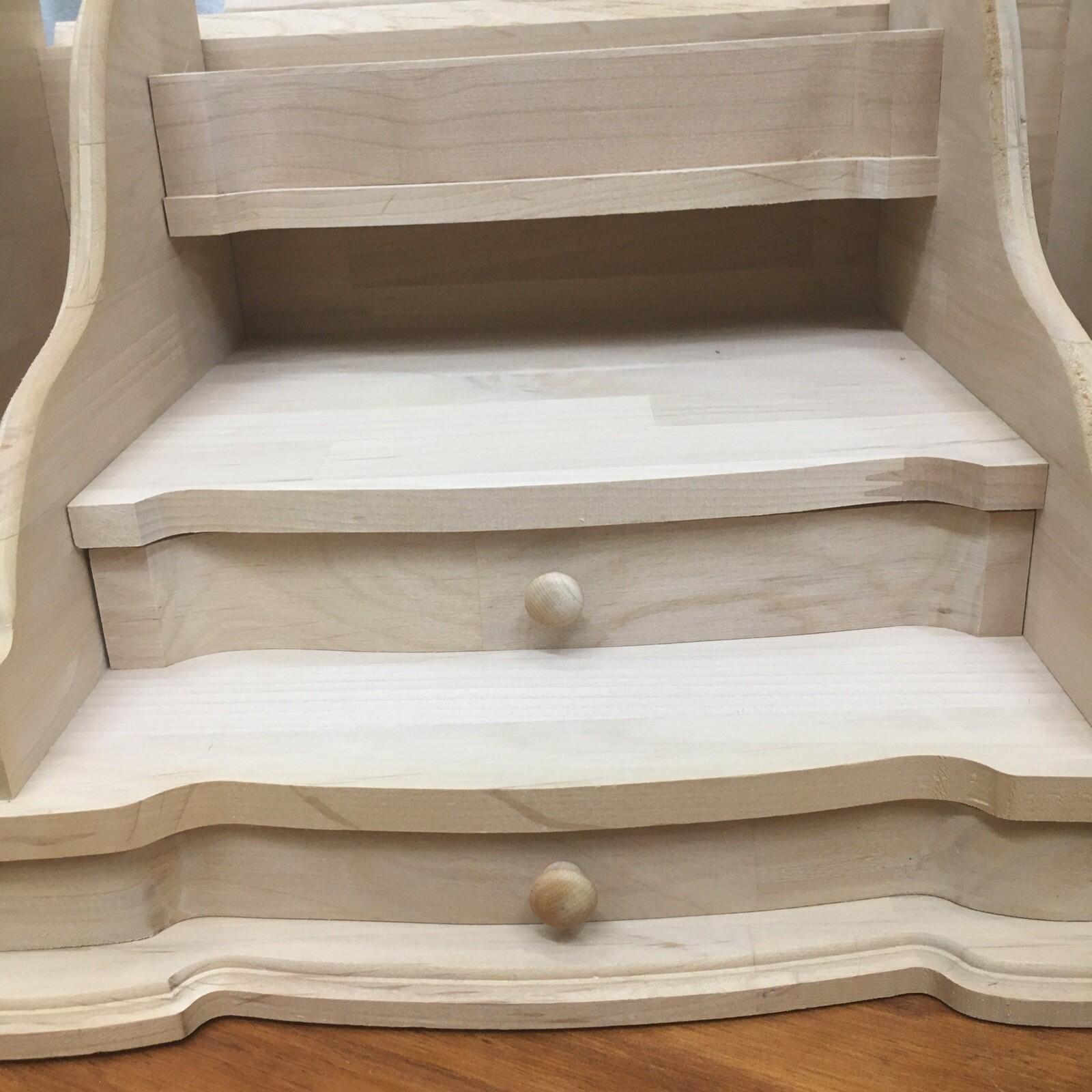 Large 4-Tier WOOD Desktop Organizer CABINET with 2 Drawers NOS Made In USA w3