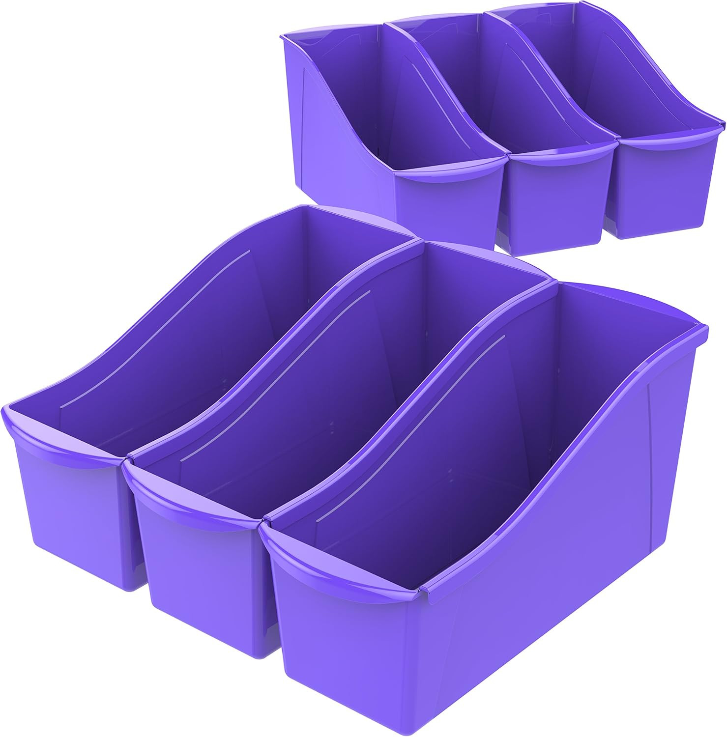 Large Book Bin, Interlocking Plastic Organizer for Home, Office and Classroom, P