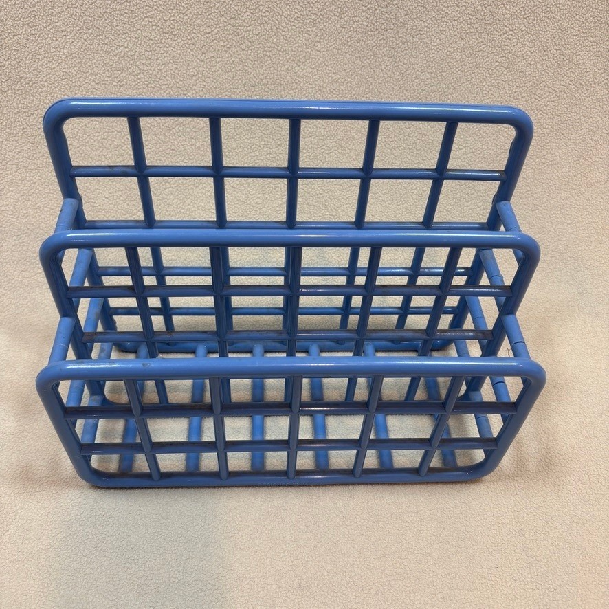 Vintage Yaffa Blue Plastic Desk Organizer Mail Sorter 2 Slot Retro 80s Office