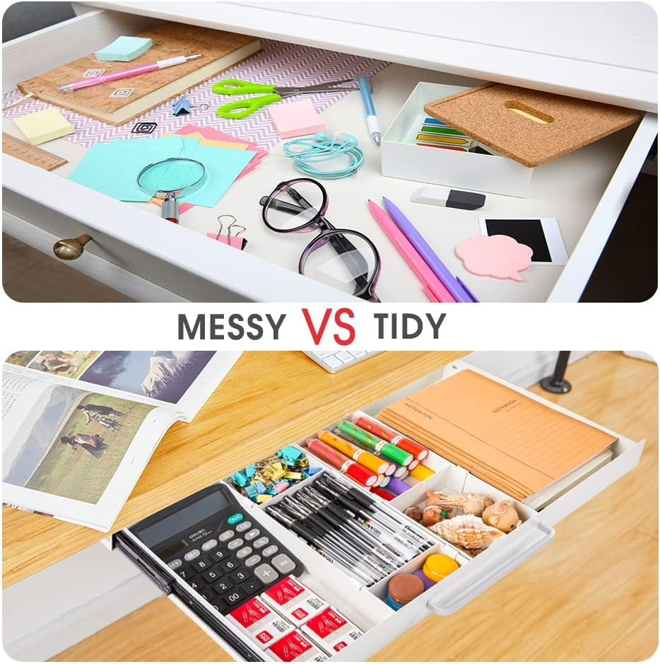 Under Desk Slide Out Pencil Drawer with Adjustable Divider for Office Storage