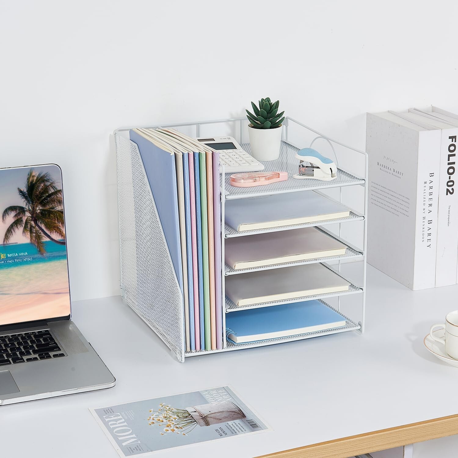 Desk Organizers and Accessories, 5-Tier Paper Letter Tray Organizer with File…